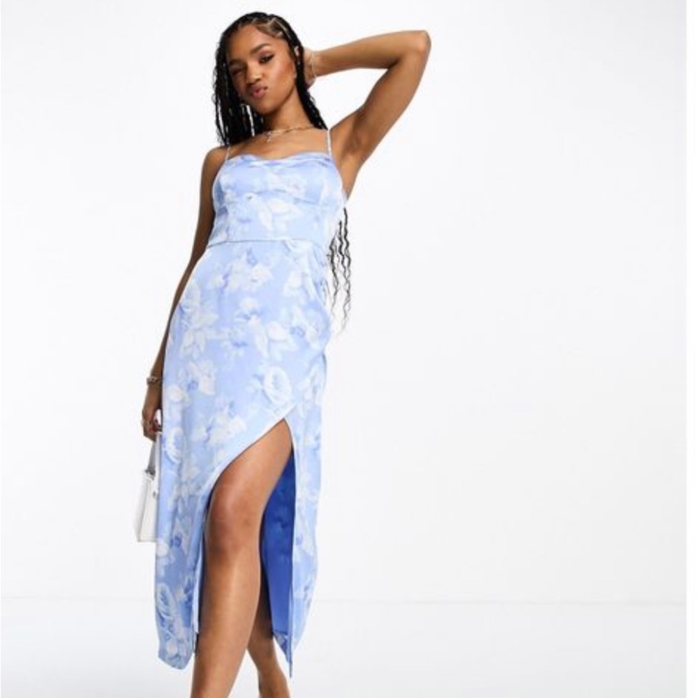 Hollister Floral Print Satin Midi Dress